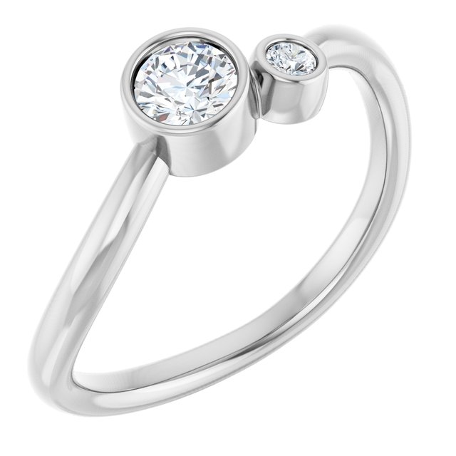 14K White 4 mm Natural White Sapphire & .03 CT Natural Diamond Ring
